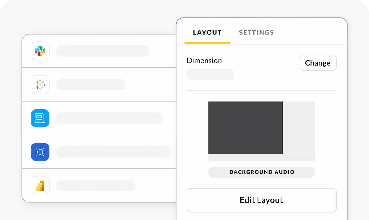 Studio layout editor with a multi-zone display